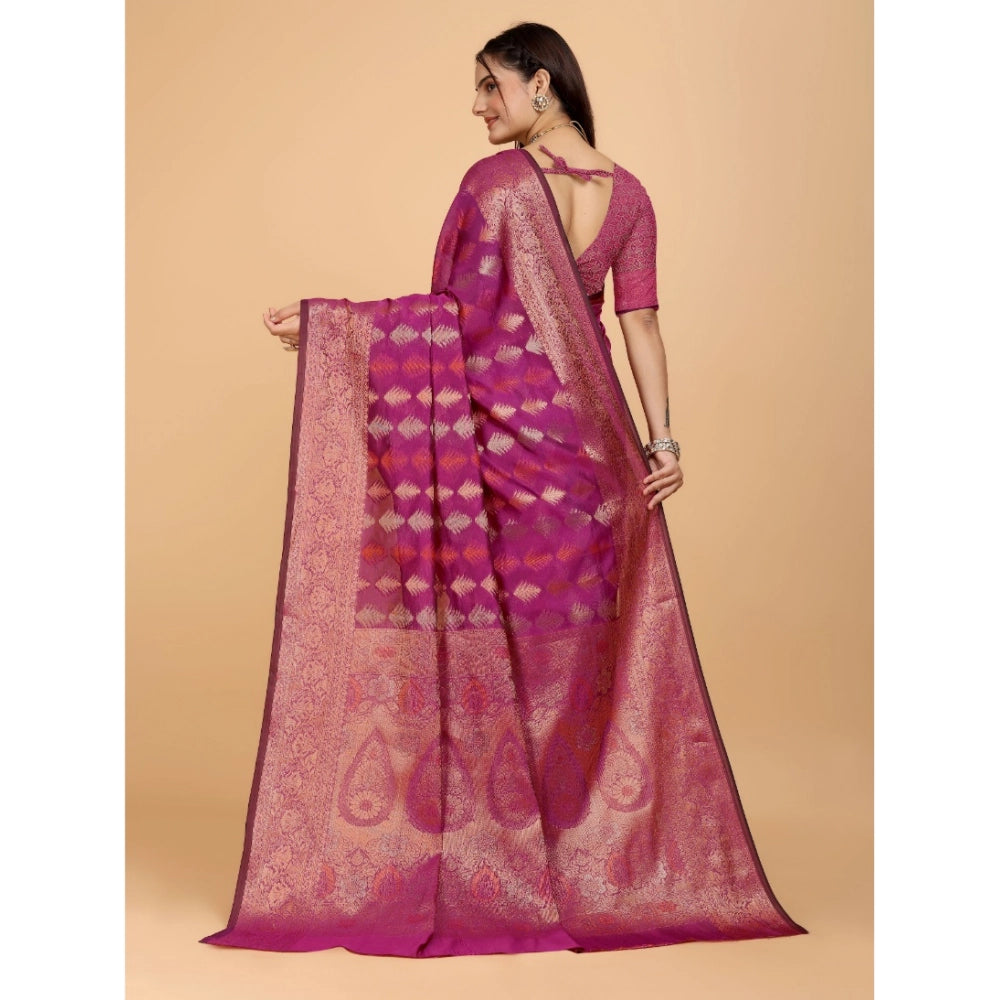 Ranili Organza Woven Saree With Unstitched Blouse