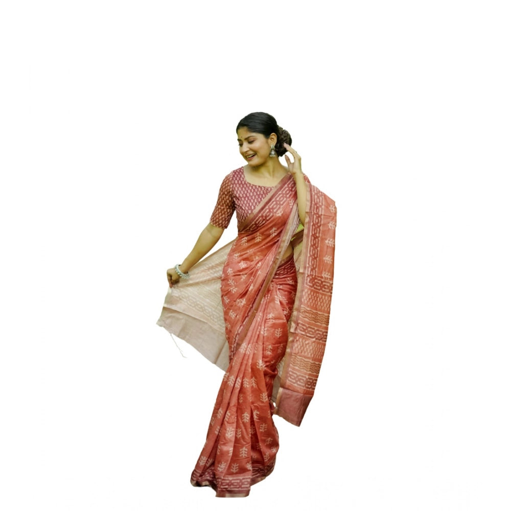 Ranili Cotton Printed Saree With Unstitched Blouse