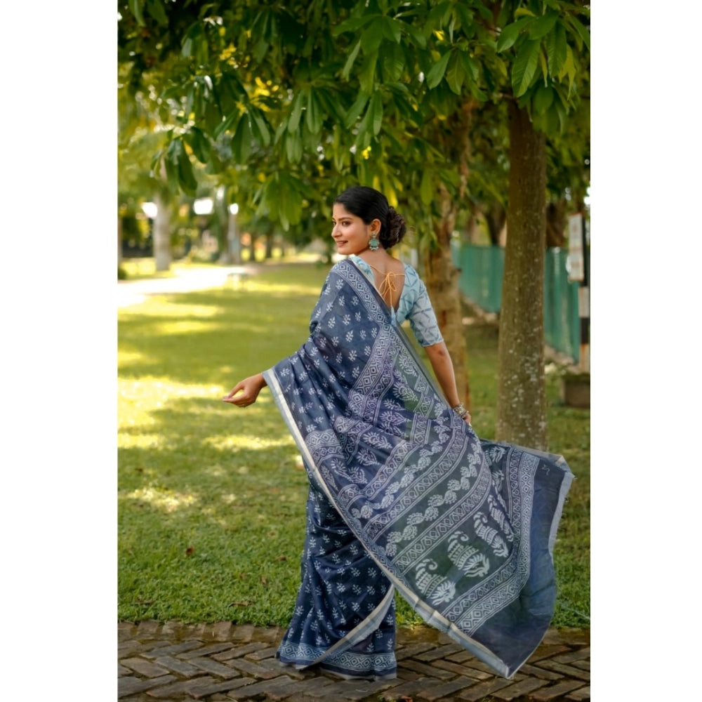 Ranili Cotton Printed Saree With Unstitched Blouse