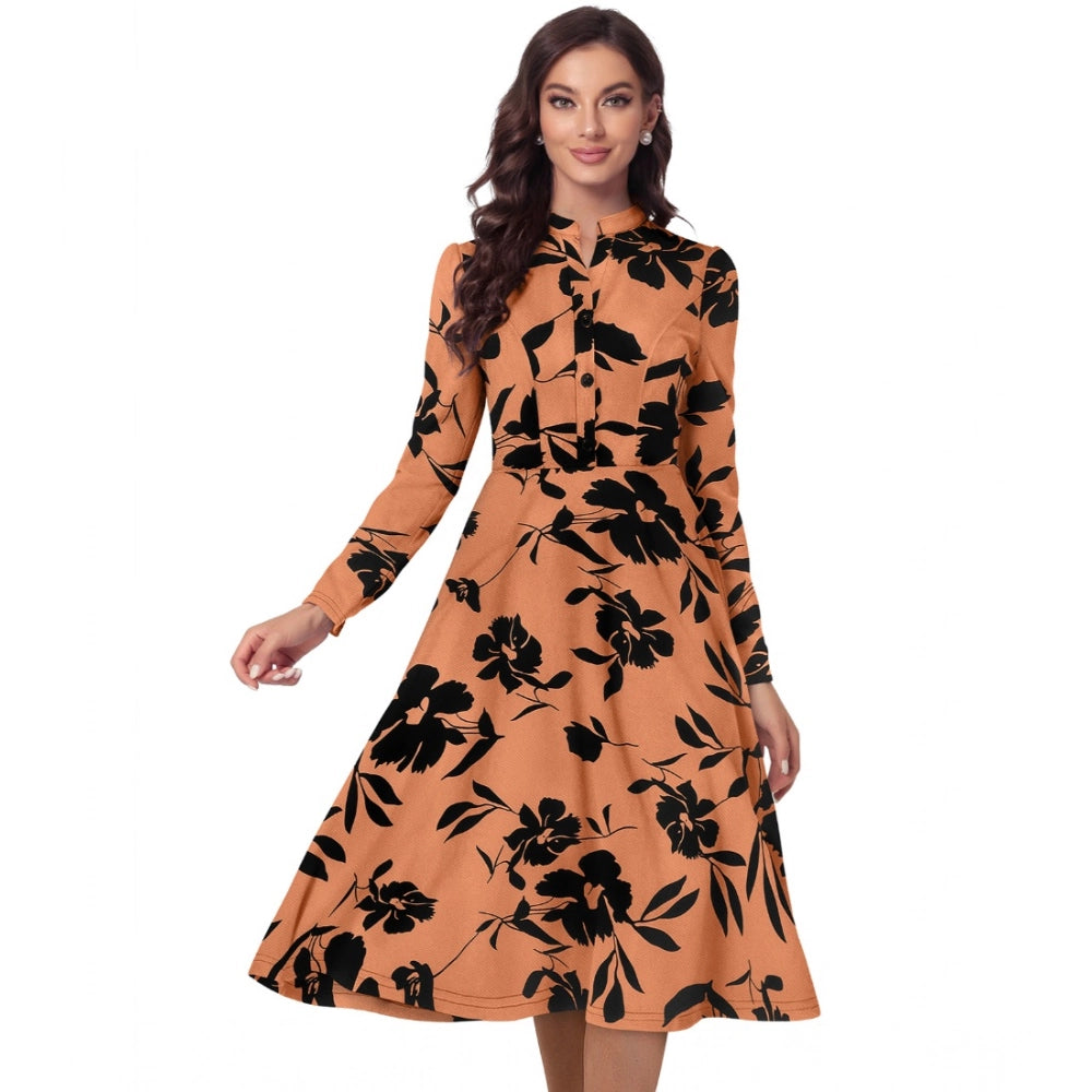 Ranili Knitting Printed V-neck Full Sleeve Dress