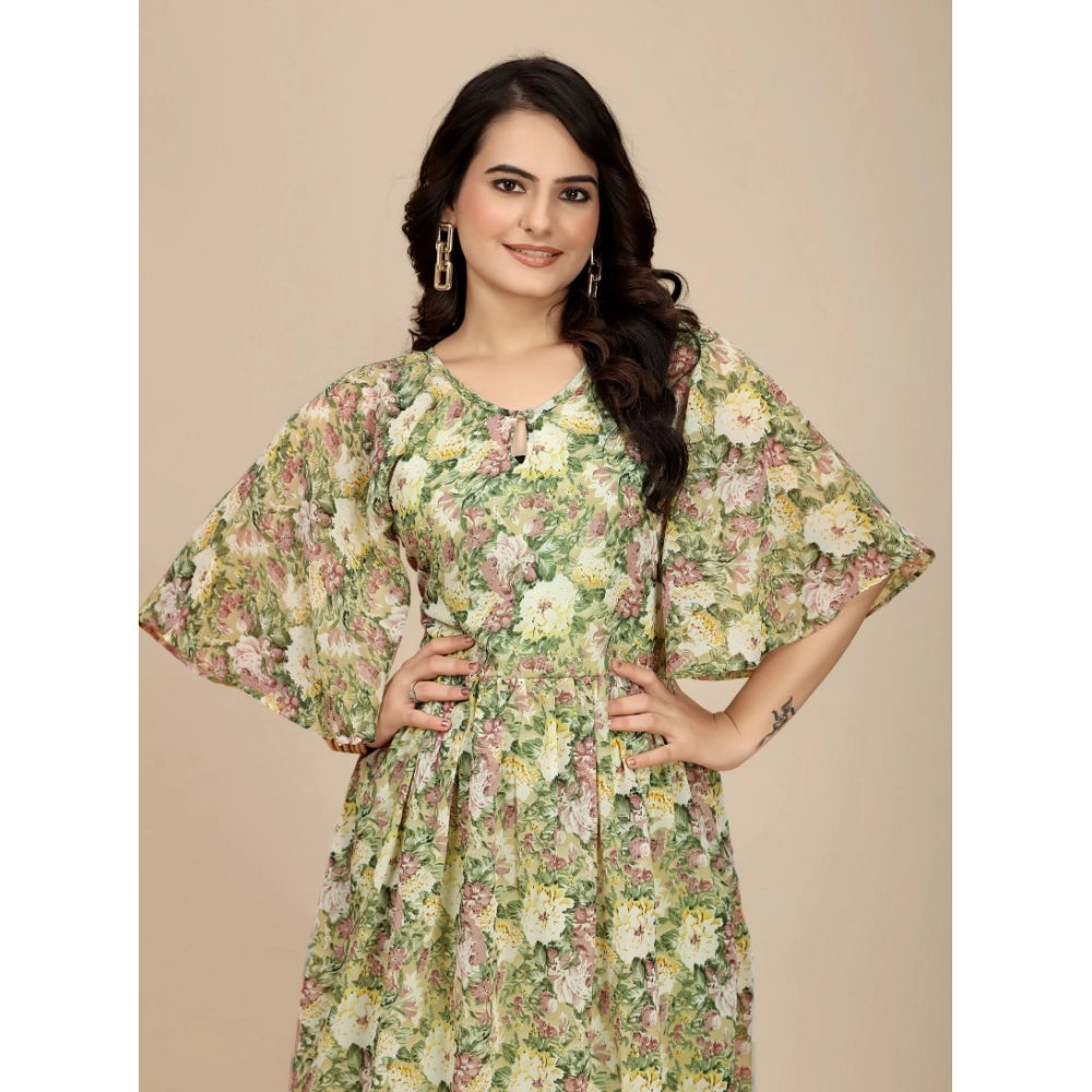 Ranili Georgette Printed Round Neck Short Sleeve Dress