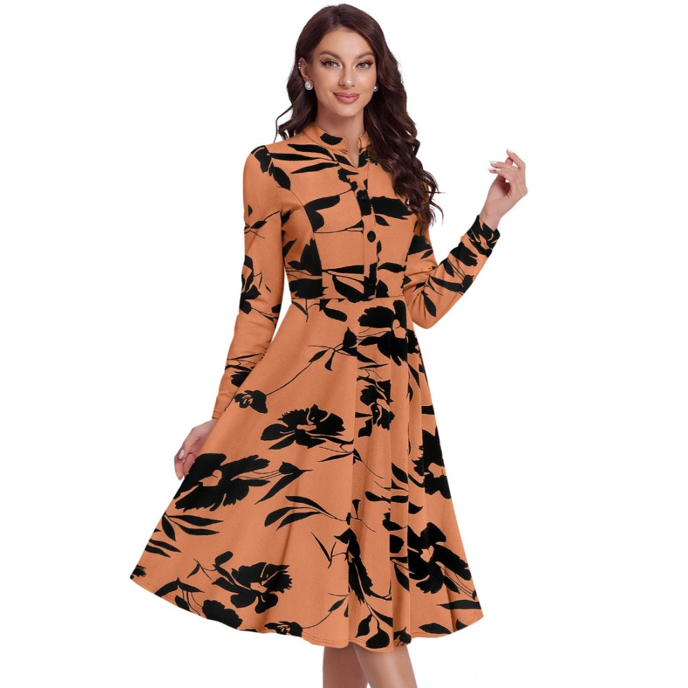 Ranili Knitting Printed V-neck Full Sleeve Dress
