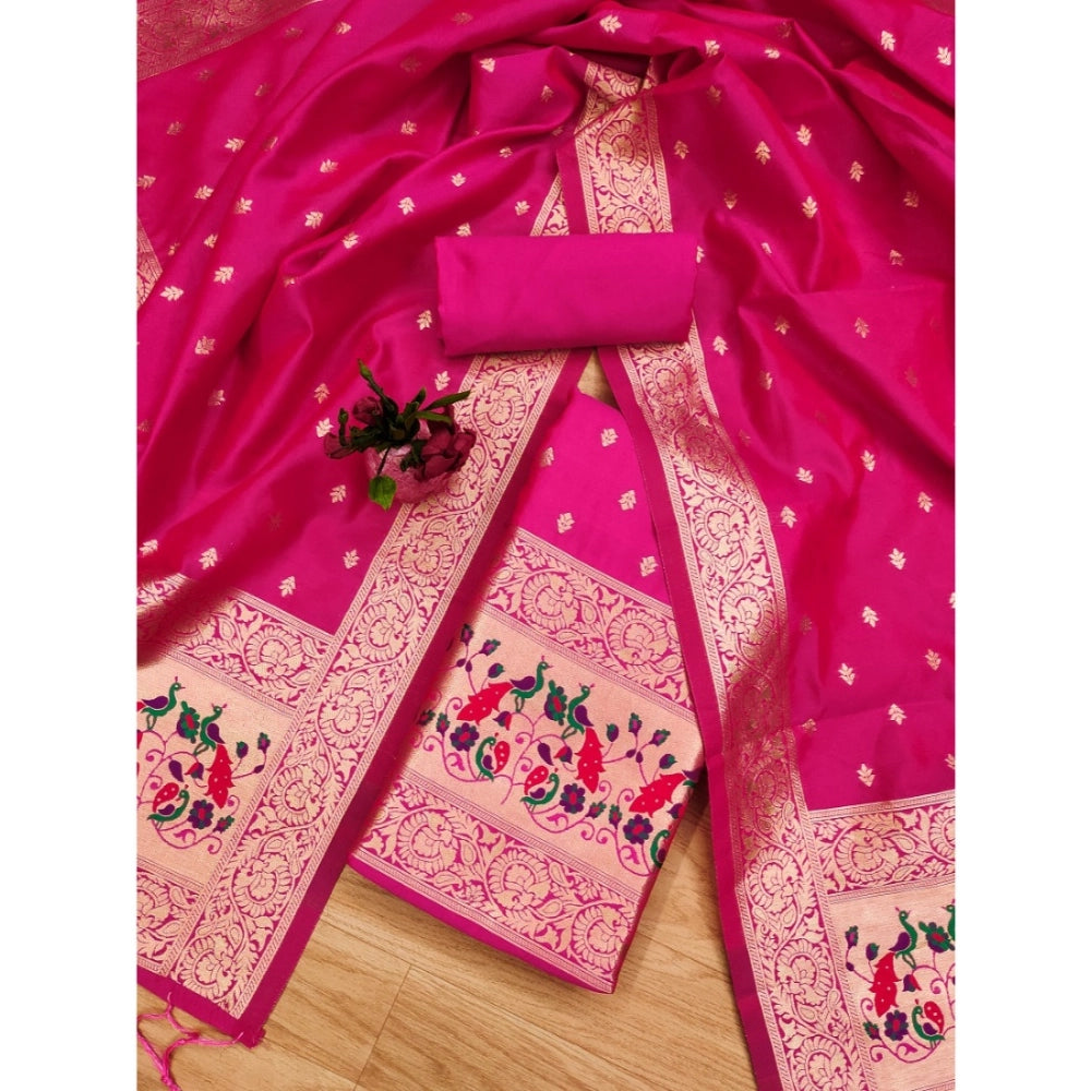 Ranili Banarasi Silk Printed Unstitched Salwar Suit Material With Dupatta