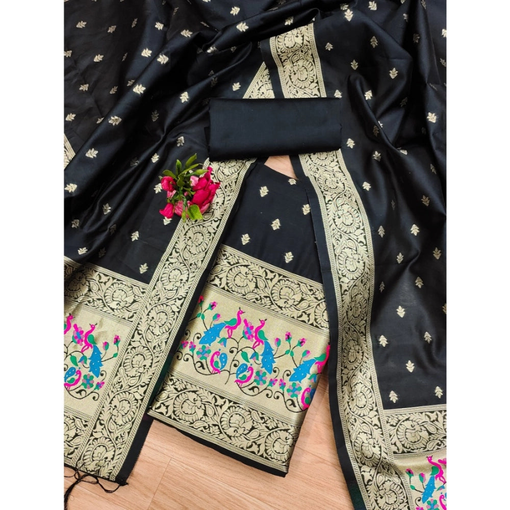 Ranili Banarasi Silk Printed Unstitched Salwar Suit Material With Dupatta