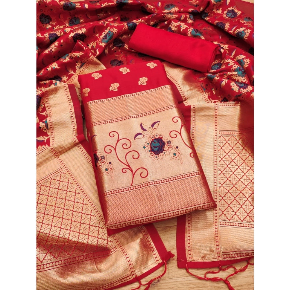 Ranili Banarasi Silk Printed Unstitched Salwar Suit Material With Dupatta