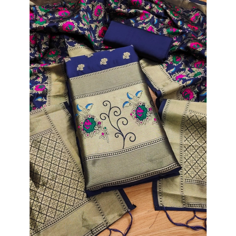 Ranili Banarasi Silk Printed Unstitched Salwar Suit Material With Dupatta
