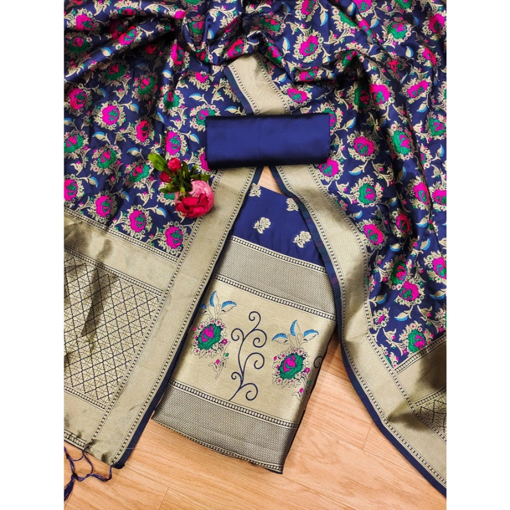 Ranili Banarasi Silk Printed Unstitched Salwar Suit Material With Dupatta