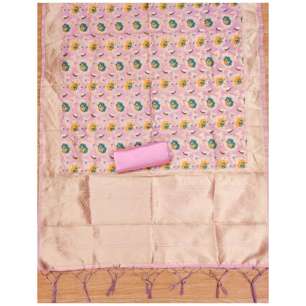 Ranili Banarasi Silk Printed Unstitched Salwar Suit Material With Dupatta