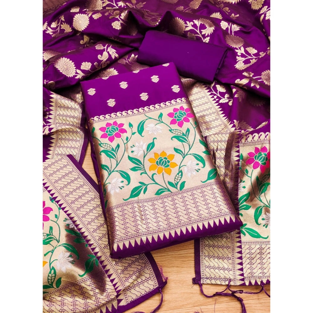 Ranili Banarasi Silk Printed Unstitched Salwar Suit Material With Dupatta