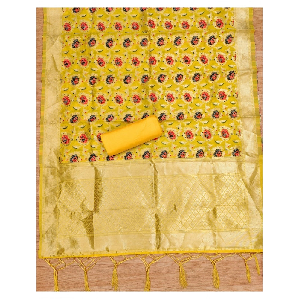 Ranili Banarasi Silk Printed Unstitched Salwar Suit Material With Dupatta