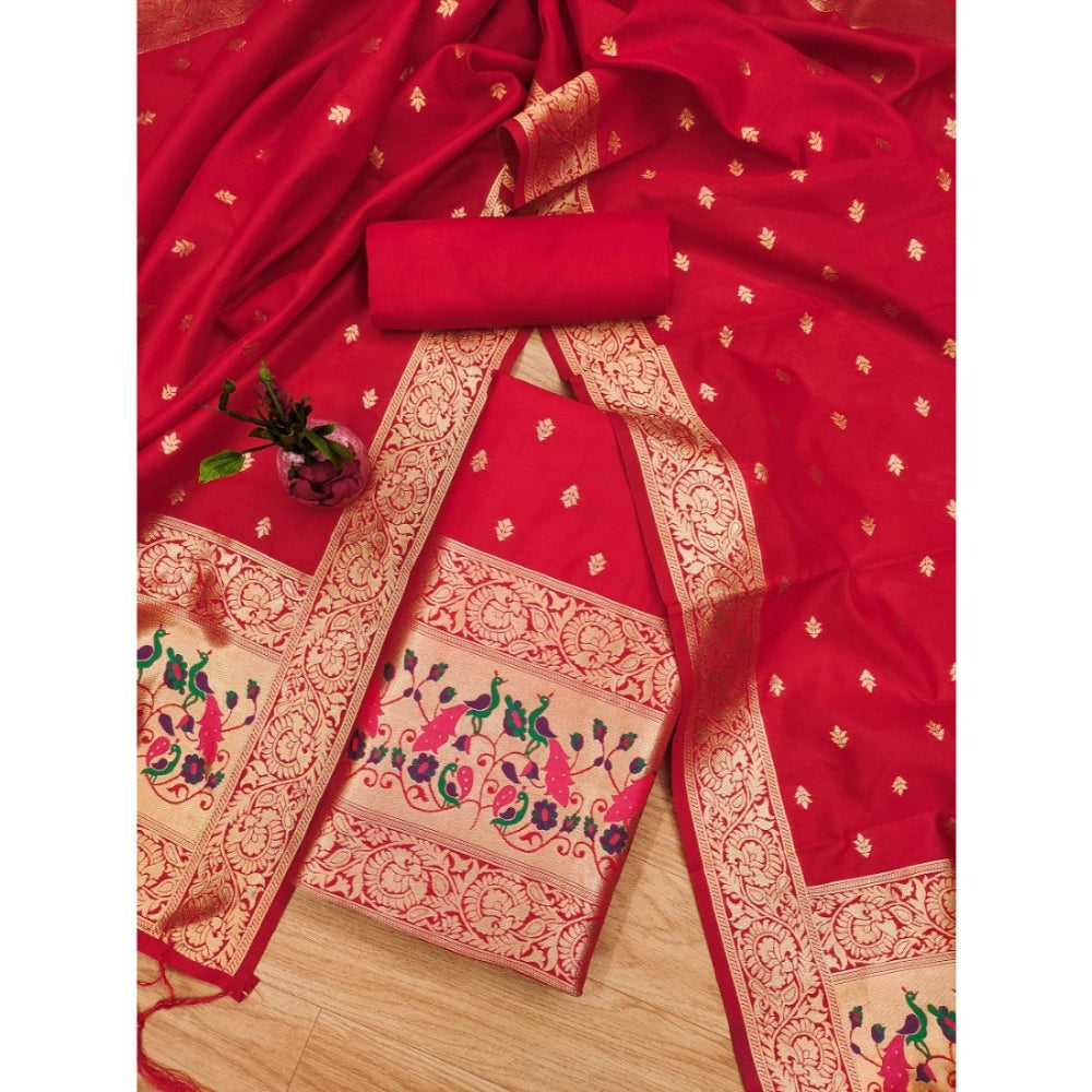 Ranili Banarasi Silk Printed Unstitched Salwar Suit Material With Dupatta