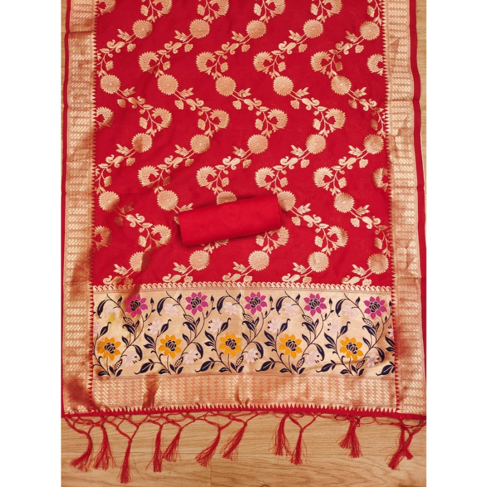Ranili Banarasi Silk Printed Unstitched Salwar Suit Material With Dupatta