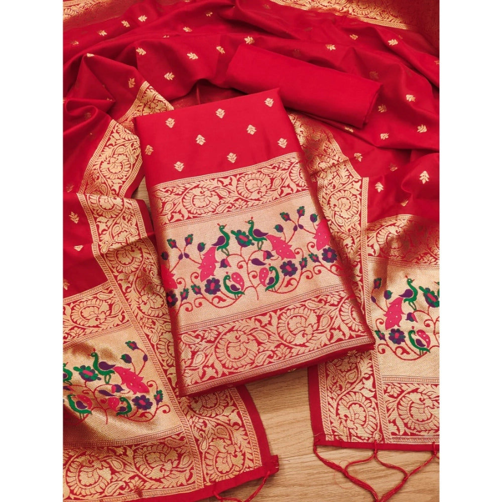Ranili Banarasi Silk Printed Unstitched Salwar Suit Material With Dupatta