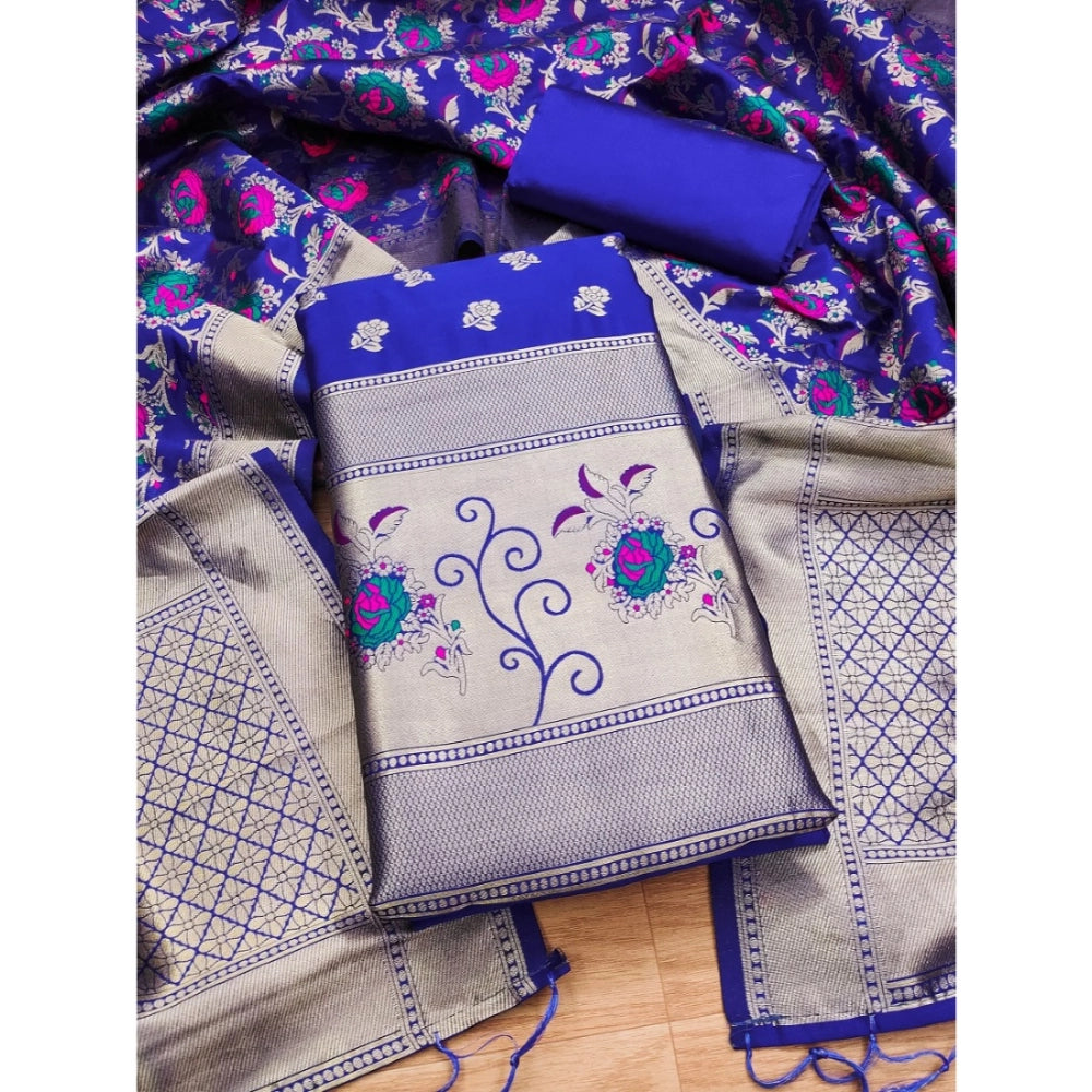 Ranili Banarasi Silk Printed Unstitched Salwar Suit Material With Dupatta