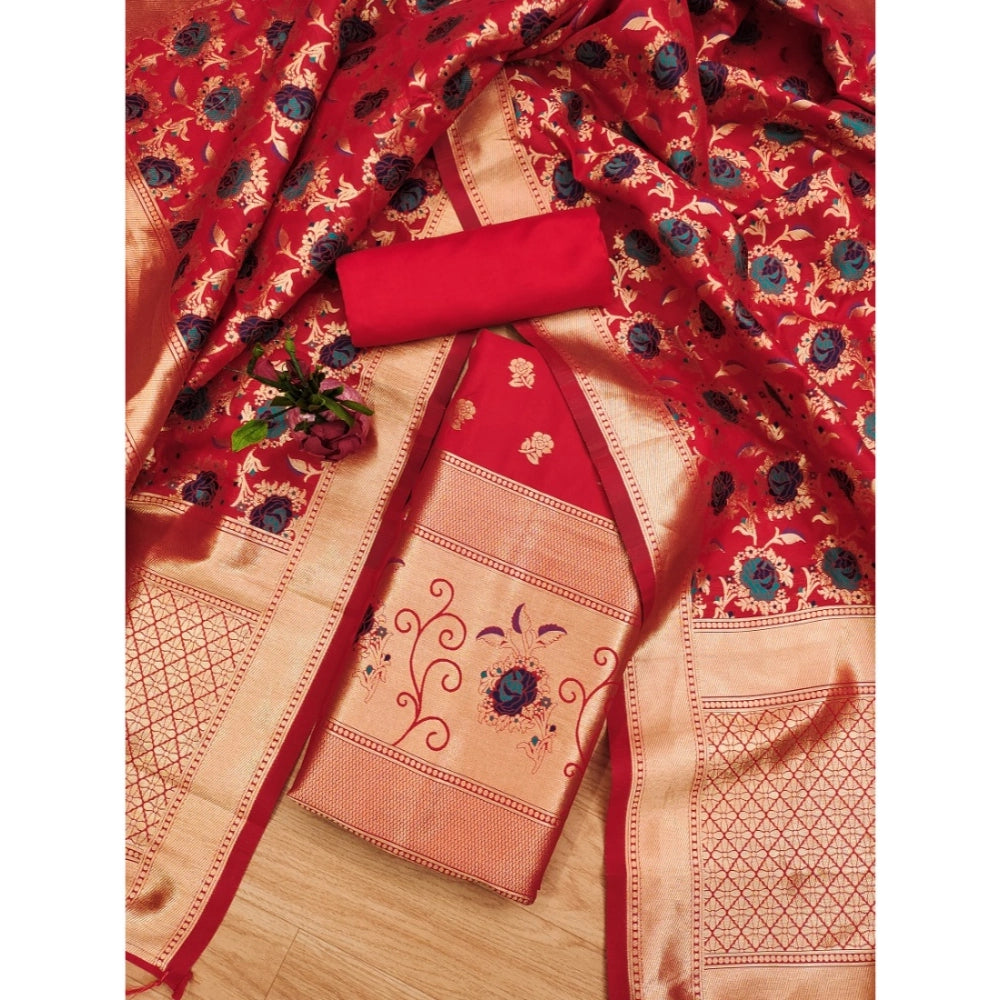 Ranili Banarasi Silk Printed Unstitched Salwar Suit Material With Dupatta