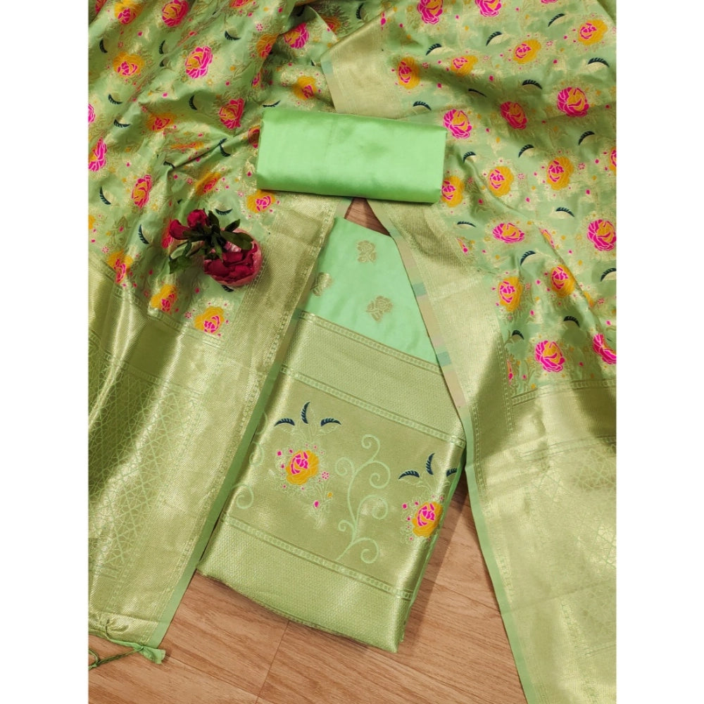Ranili Banarasi Silk Printed Unstitched Salwar Suit Material With Dupatta