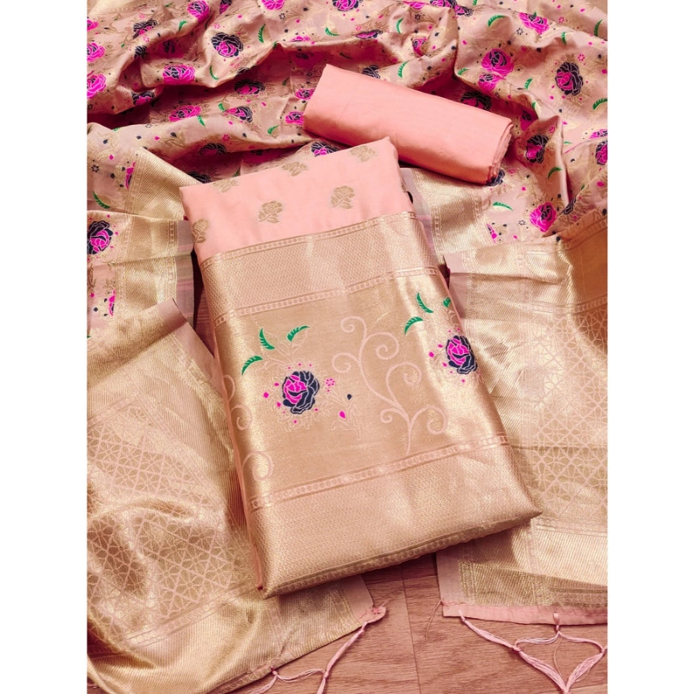 Ranili Banarasi Silk Printed Unstitched Salwar Suit Material With Dupatta