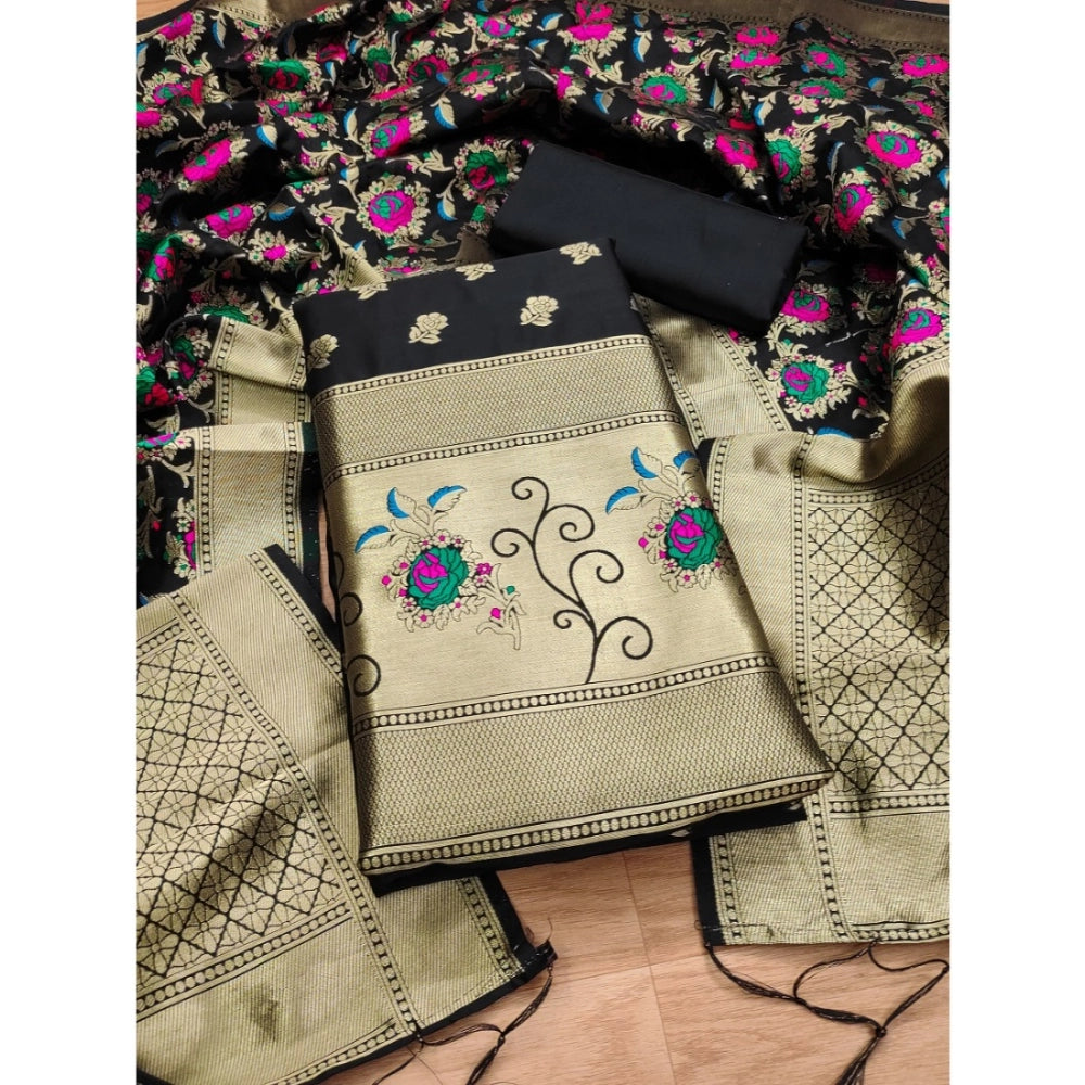 Ranili Banarasi Silk Printed Unstitched Salwar Suit Material With Dupatta