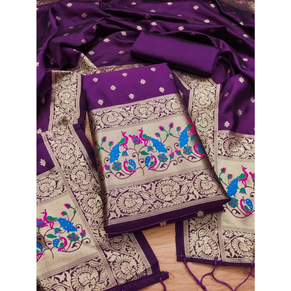 Ranili Banarasi Silk Printed Unstitched Salwar Suit Material With Dupatta
