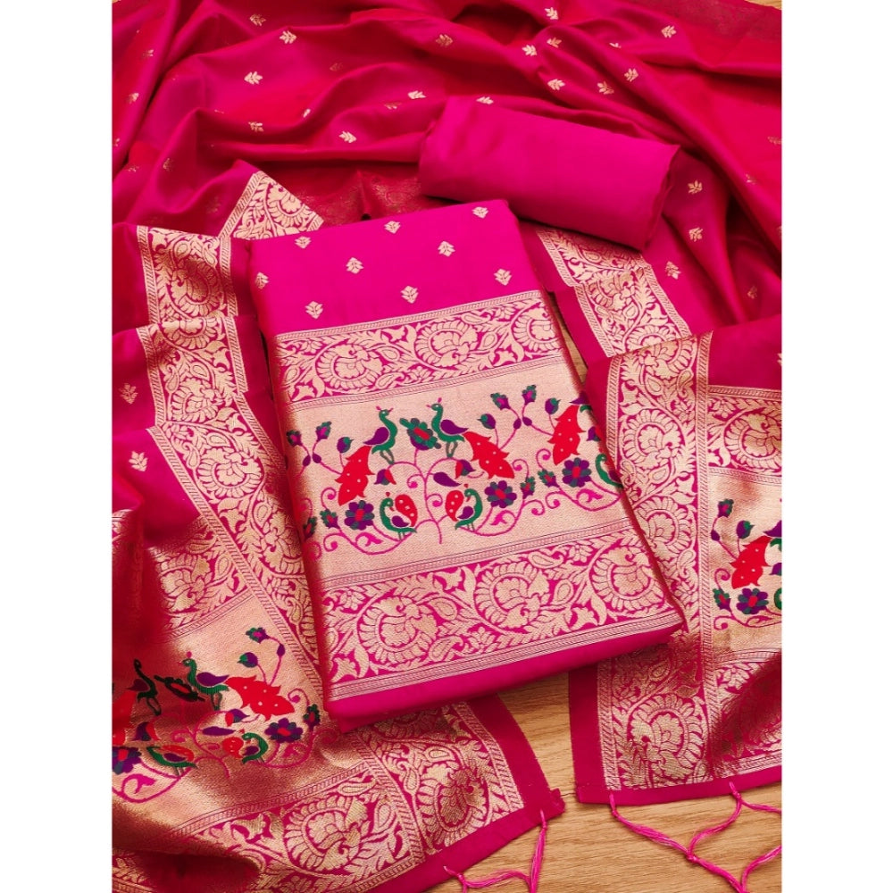 Ranili Banarasi Silk Printed Unstitched Salwar Suit Material With Dupatta