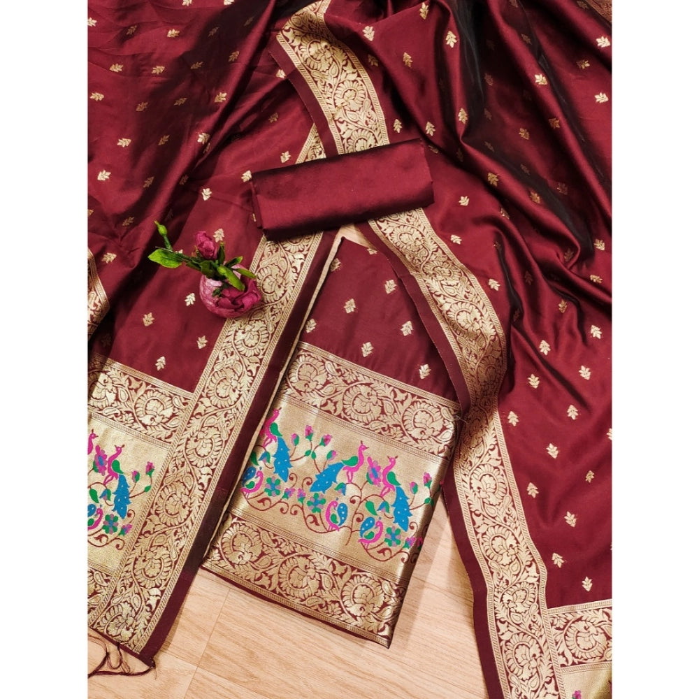 Ranili Banarasi Silk Printed Unstitched Salwar Suit Material With Dupatta