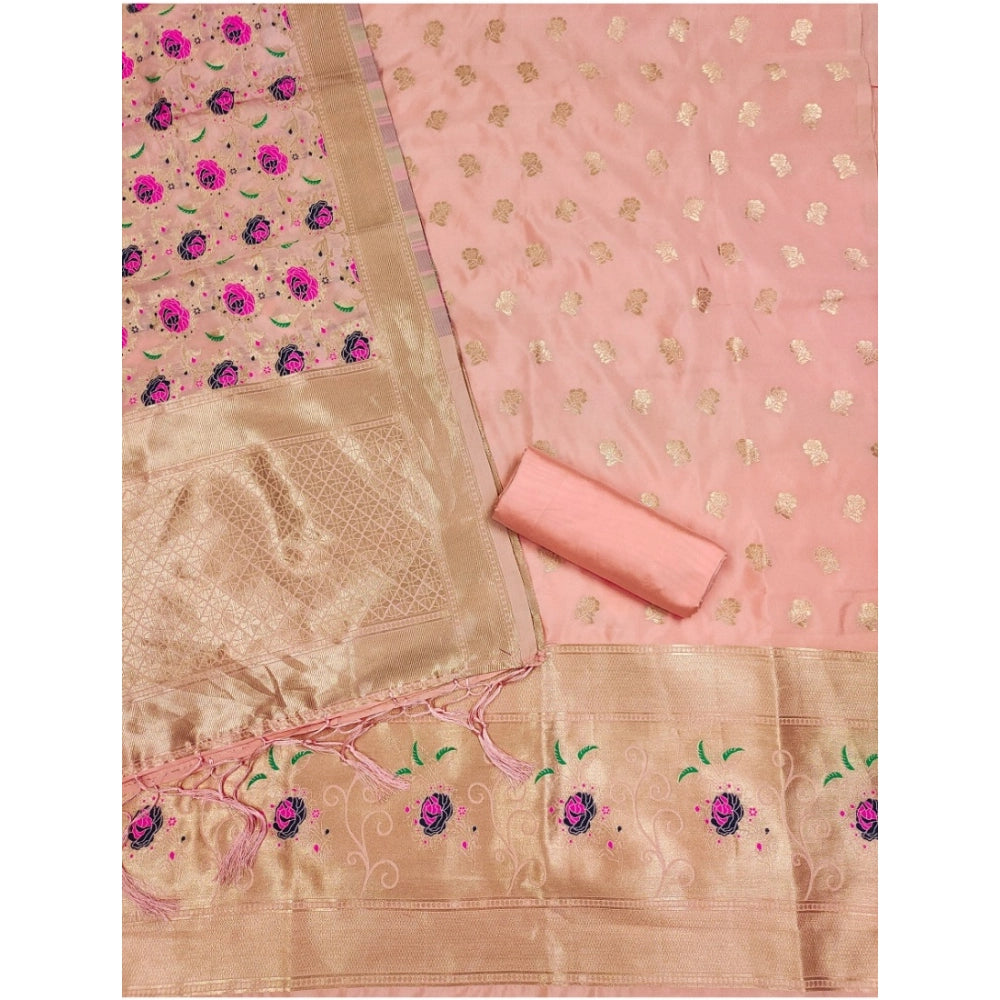 Ranili Banarasi Silk Printed Unstitched Salwar Suit Material With Dupatta