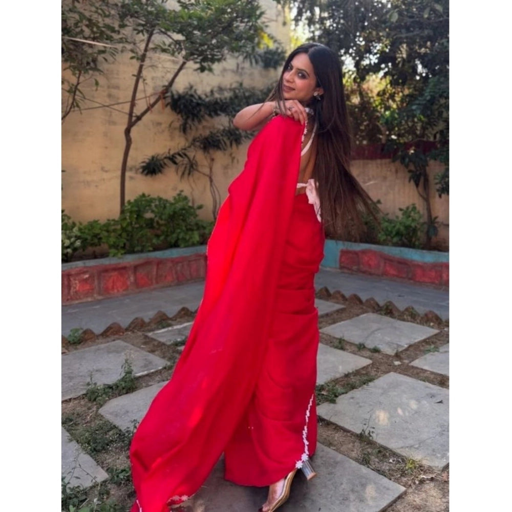 Ranili Gorgette Lace Border Saree With Unstitched Blouse 5.5mtr