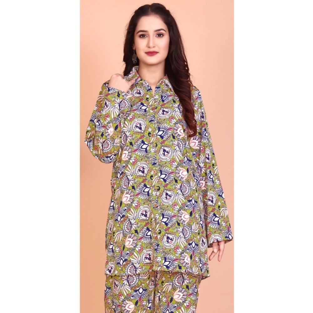 Ranili Rayon Printed Mandarin Collar Full Sleeve Co Ord Set