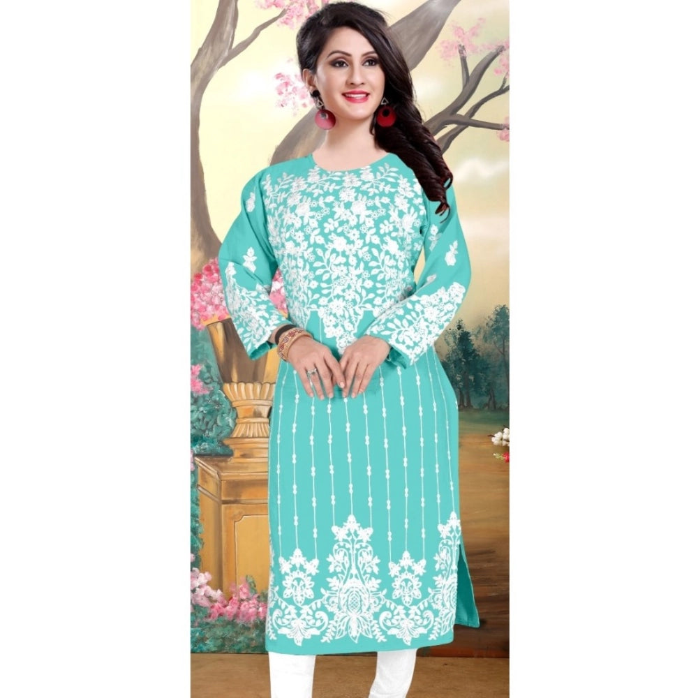 Ranili Georgette Printed Round Neck 3-4th Sleeve Kurti