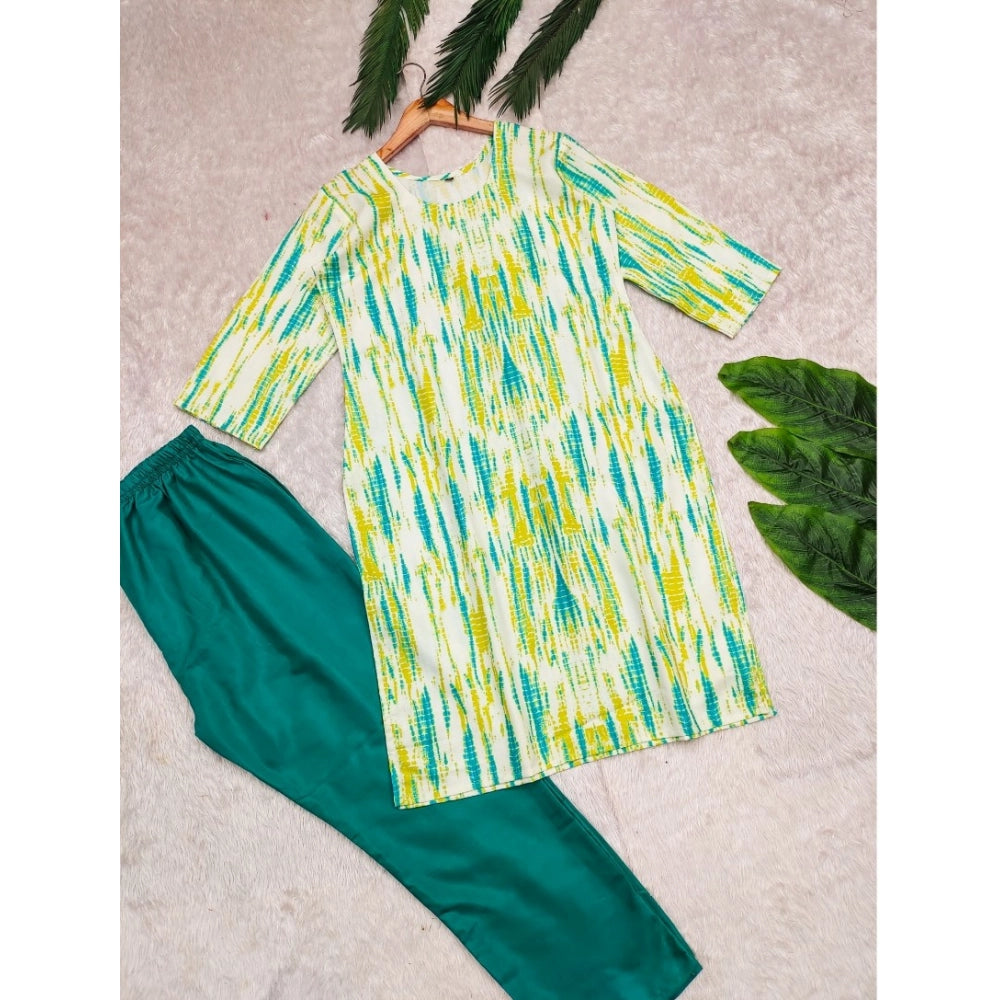 Ranili Rayon Printed Round Neck 3-4th Sleeve Kurti With Pant Set