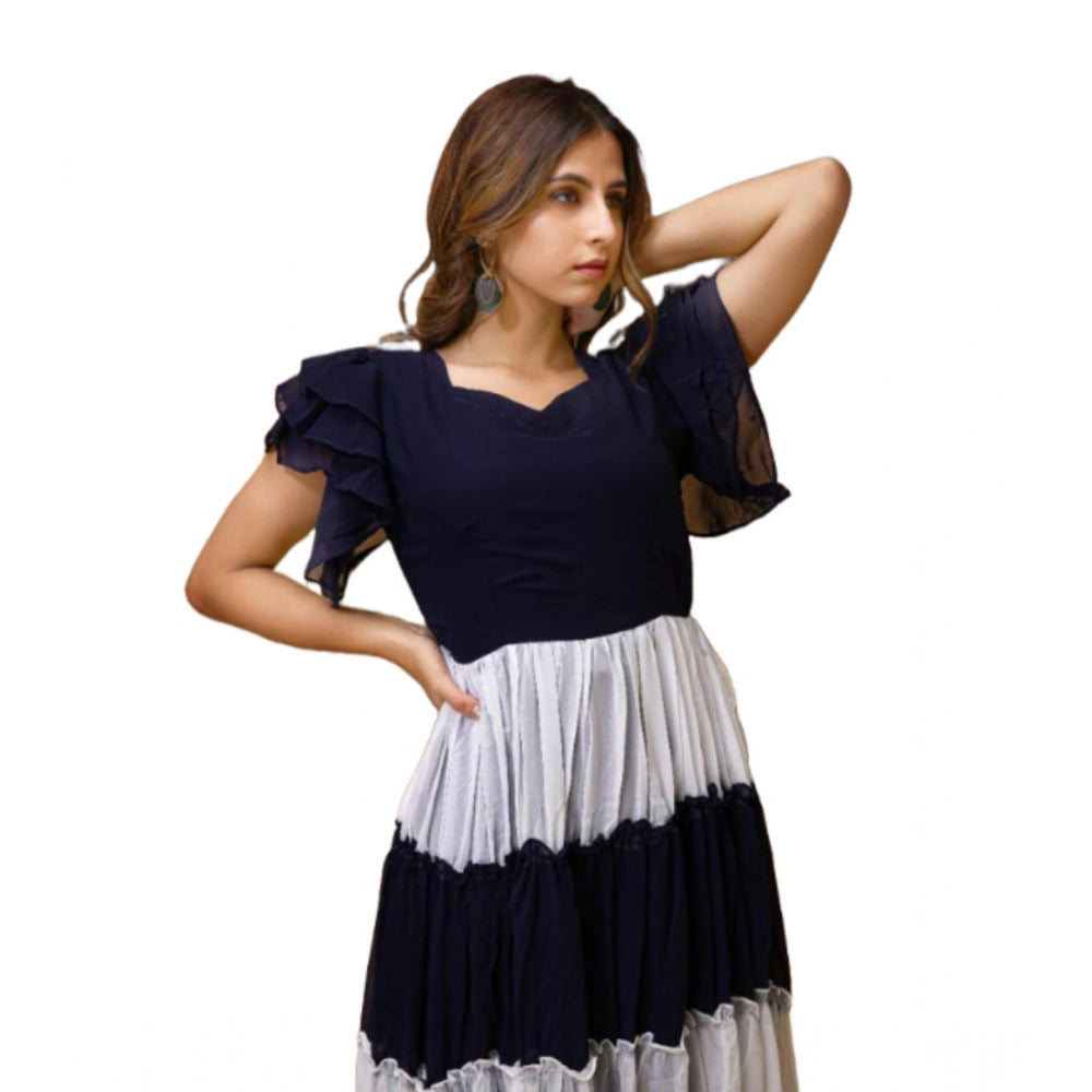 Ranili Georgette Solid Half Sleeve Gown