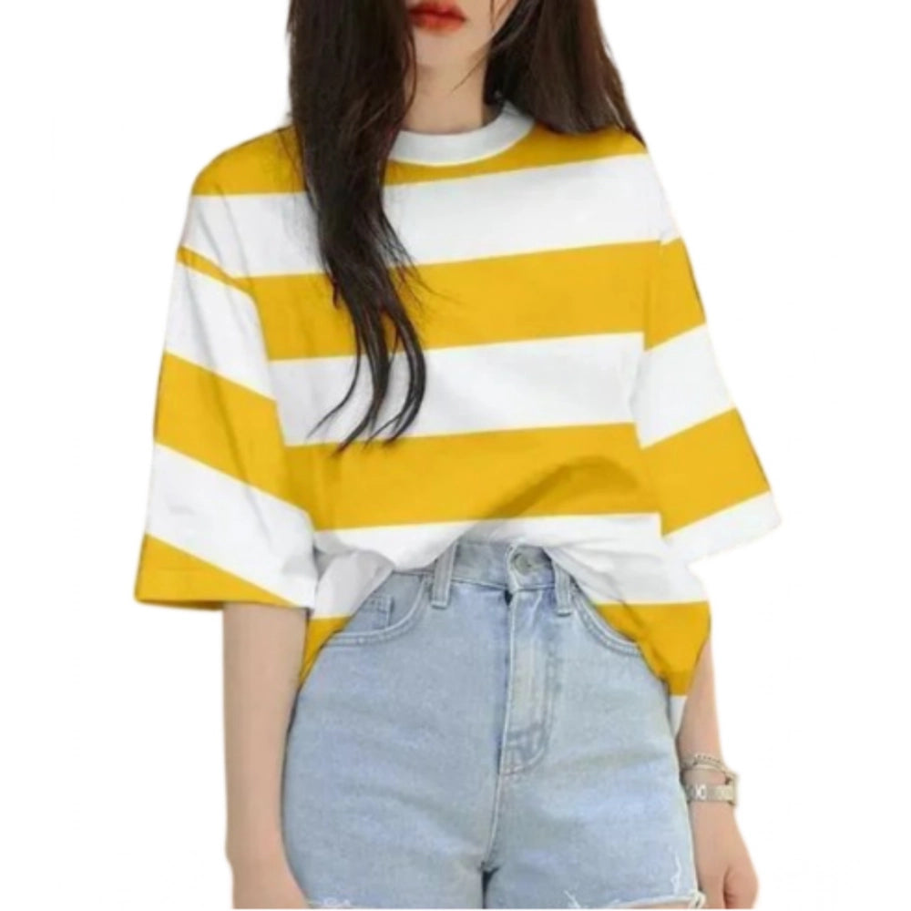Ranili Lycra Striped Round Neck Short Sleeve T-shirt