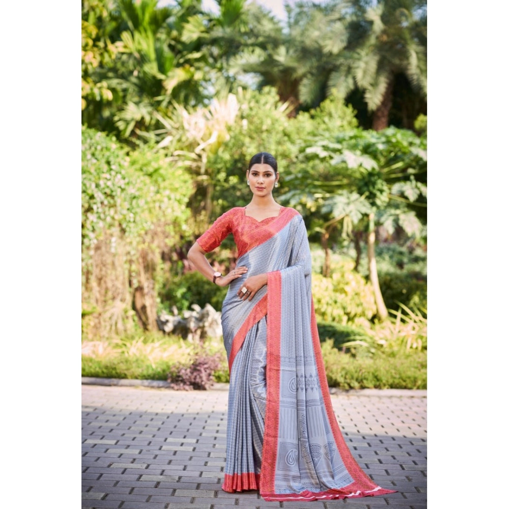 Ranili Crepe Printed Saree With Unstitched Blouse