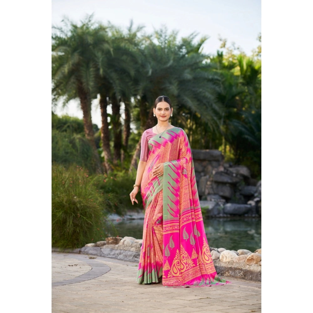 Ranili Crepe Printed Saree With Unstitched Blouse