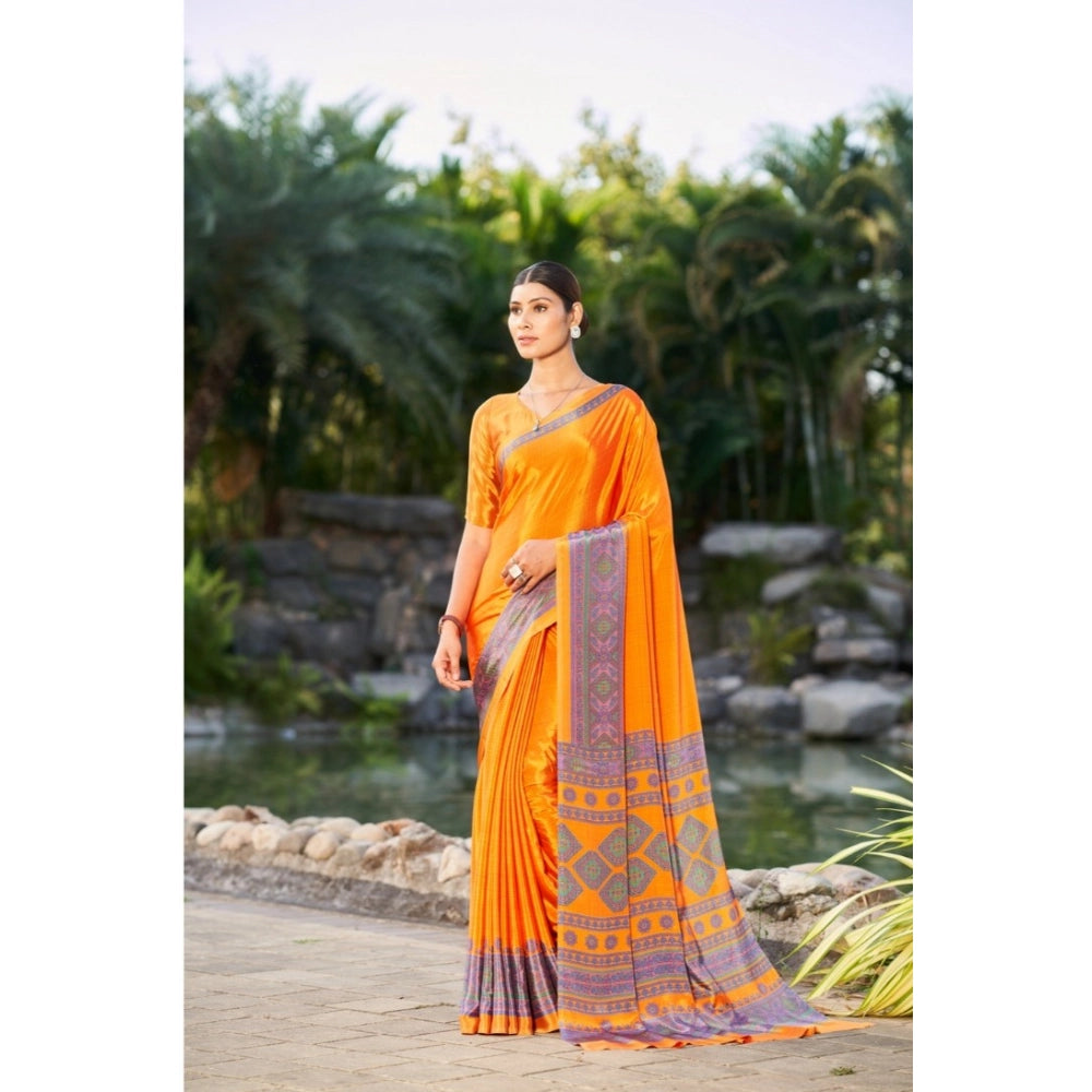 Ranili Crepe Printed Saree With Unstitched Blouse
