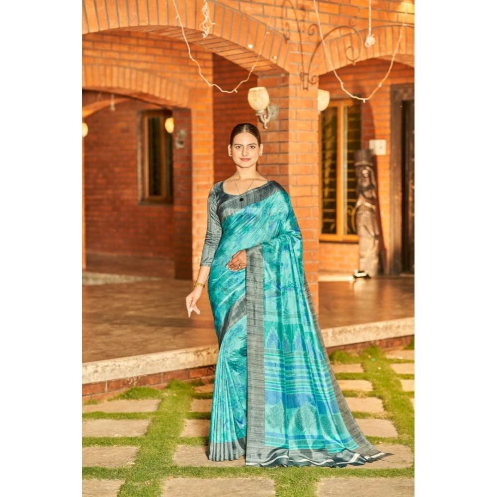 Ranili Crepe Printed Saree With Unstitched Blouse