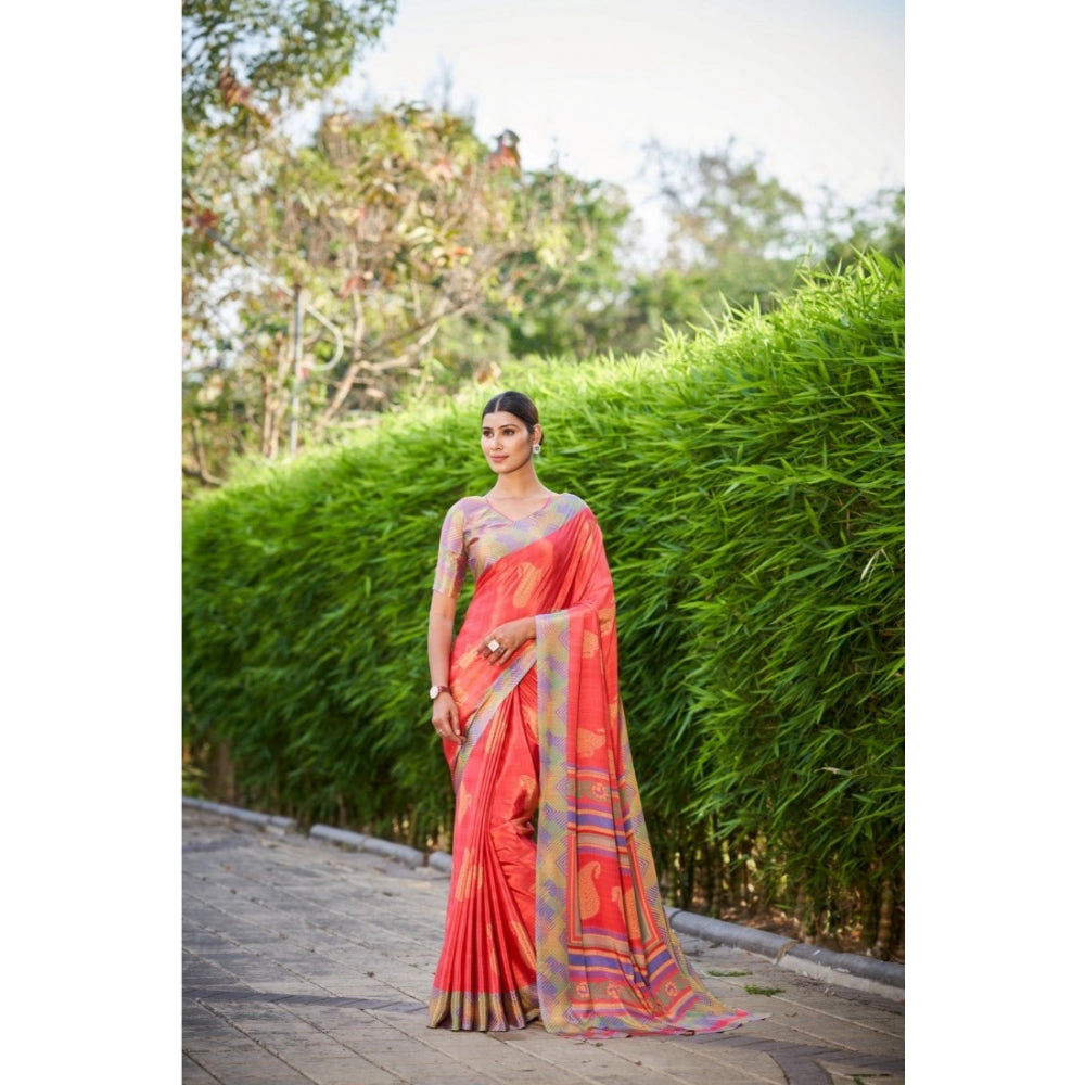 Ranili Crepe Printed Saree With Unstitched Blouse