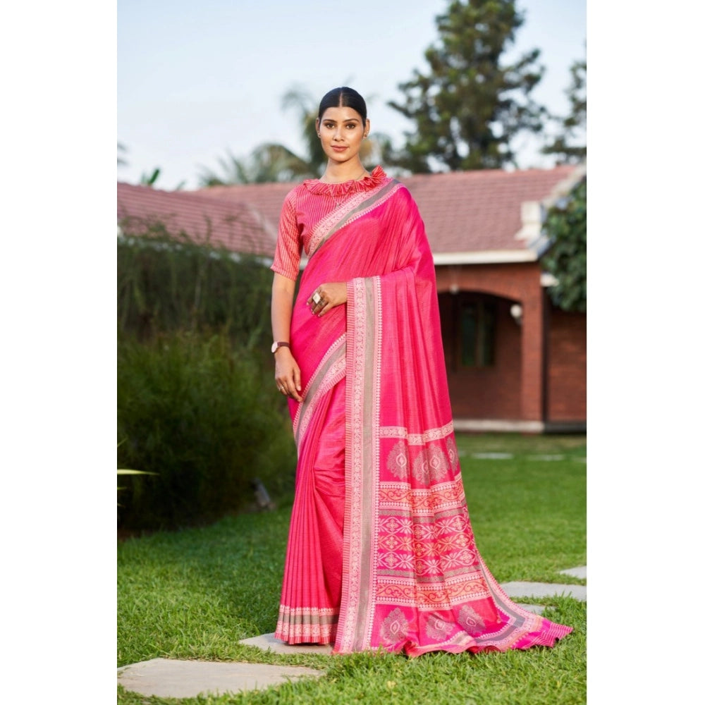Ranili Crepe Printed Saree With Unstitched Blouse