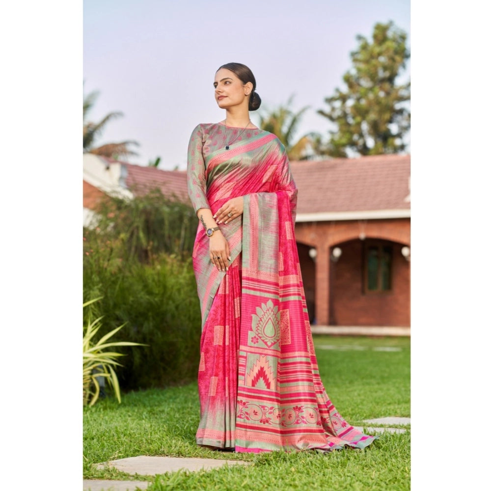 Ranili Crepe Printed Saree With Unstitched Blouse