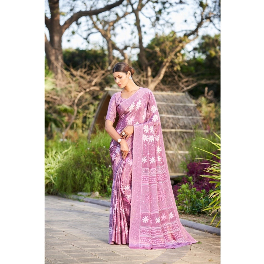 Ranili Crepe Printed Saree With Unstitched Blouse