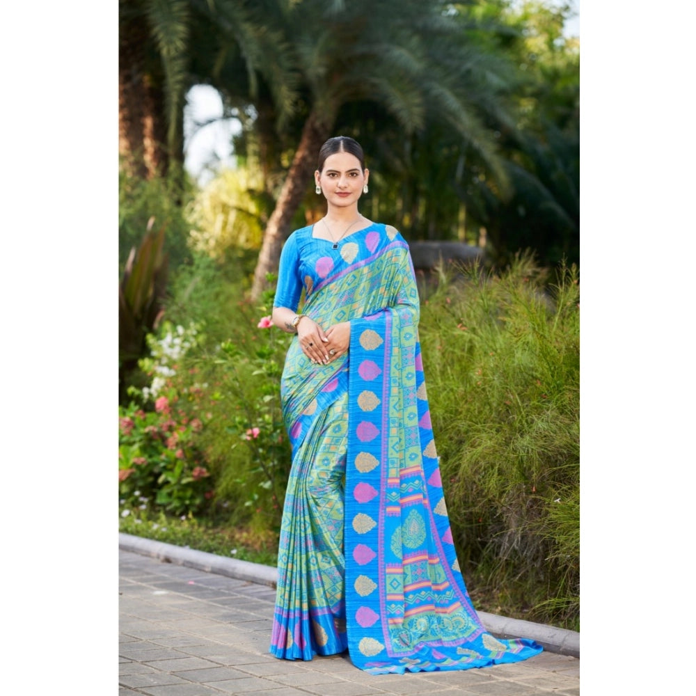 Ranili Crepe Printed Saree With Unstitched Blouse