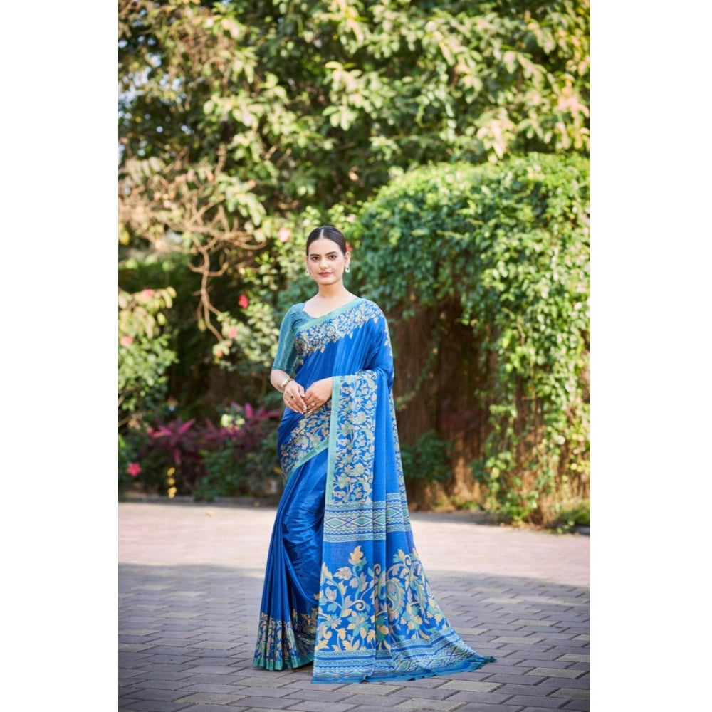 Ranili Crepe Printed Saree With Unstitched Blouse
