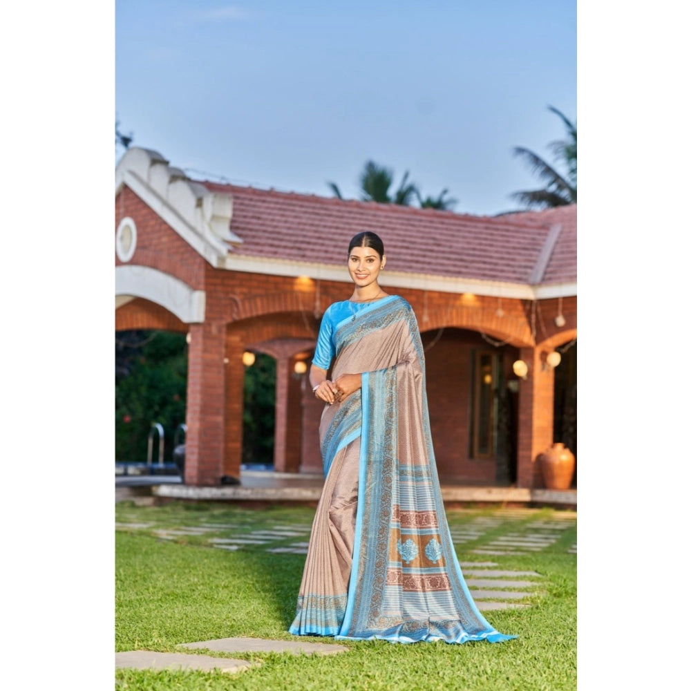 Ranili Crepe Printed Saree With Unstitched Blouse