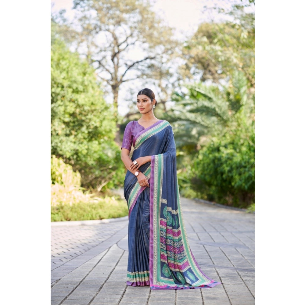 Ranili Crepe Printed Saree With Unstitched Blouse