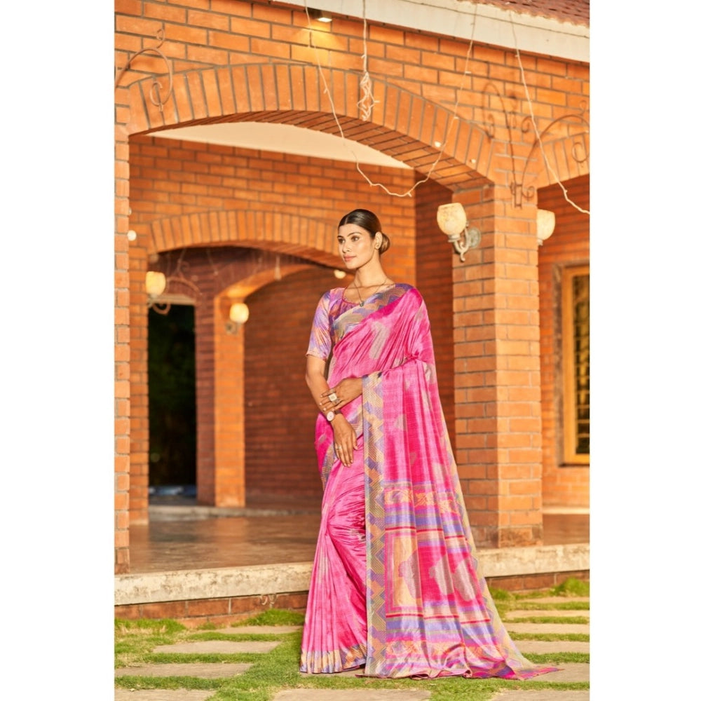 Ranili Crepe Printed Saree With Unstitched Blouse