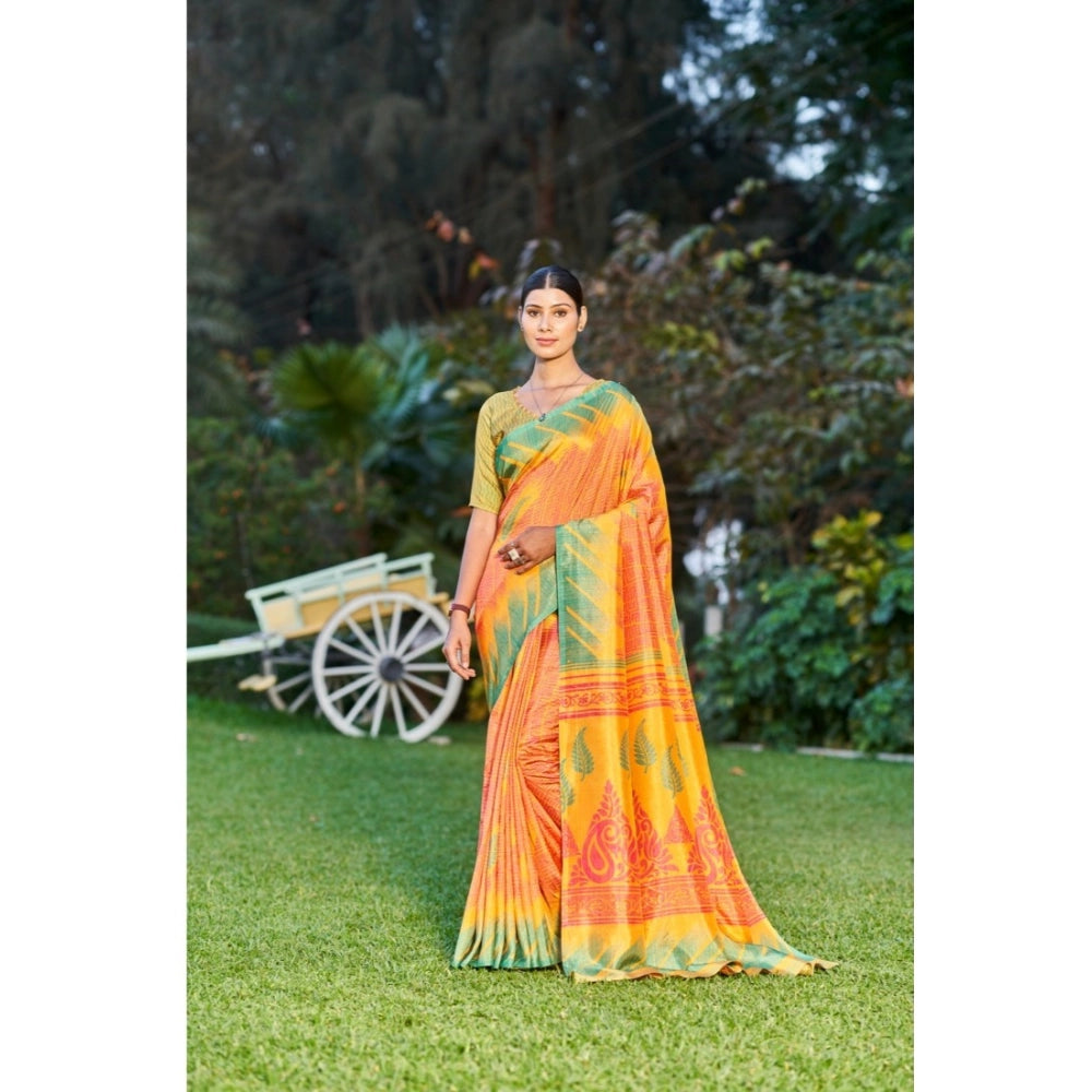 Ranili Crepe Printed Saree With Unstitched Blouse