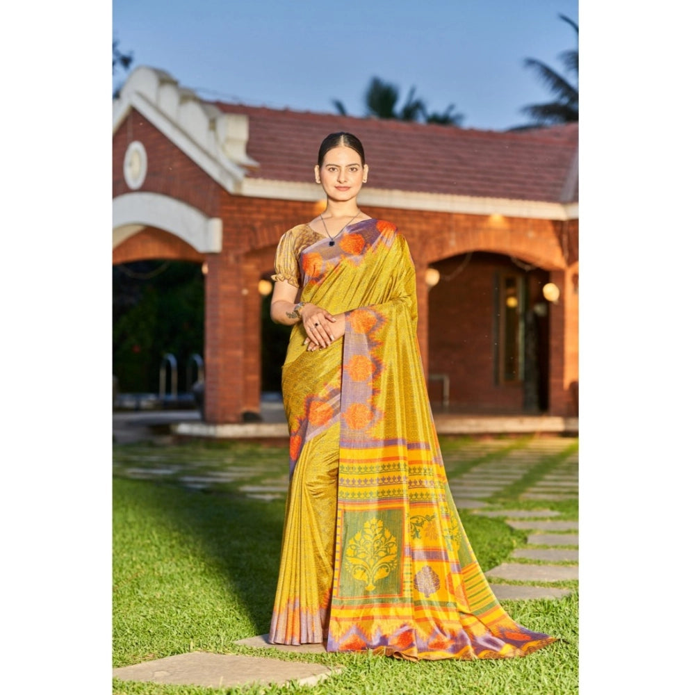 Ranili Crepe Printed Saree With Unstitched Blouse
