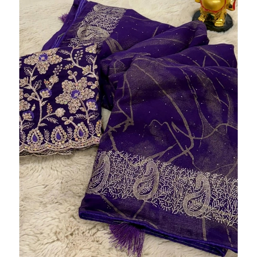 Ranili Georgette Printed Saree With Unstitched Blouse
