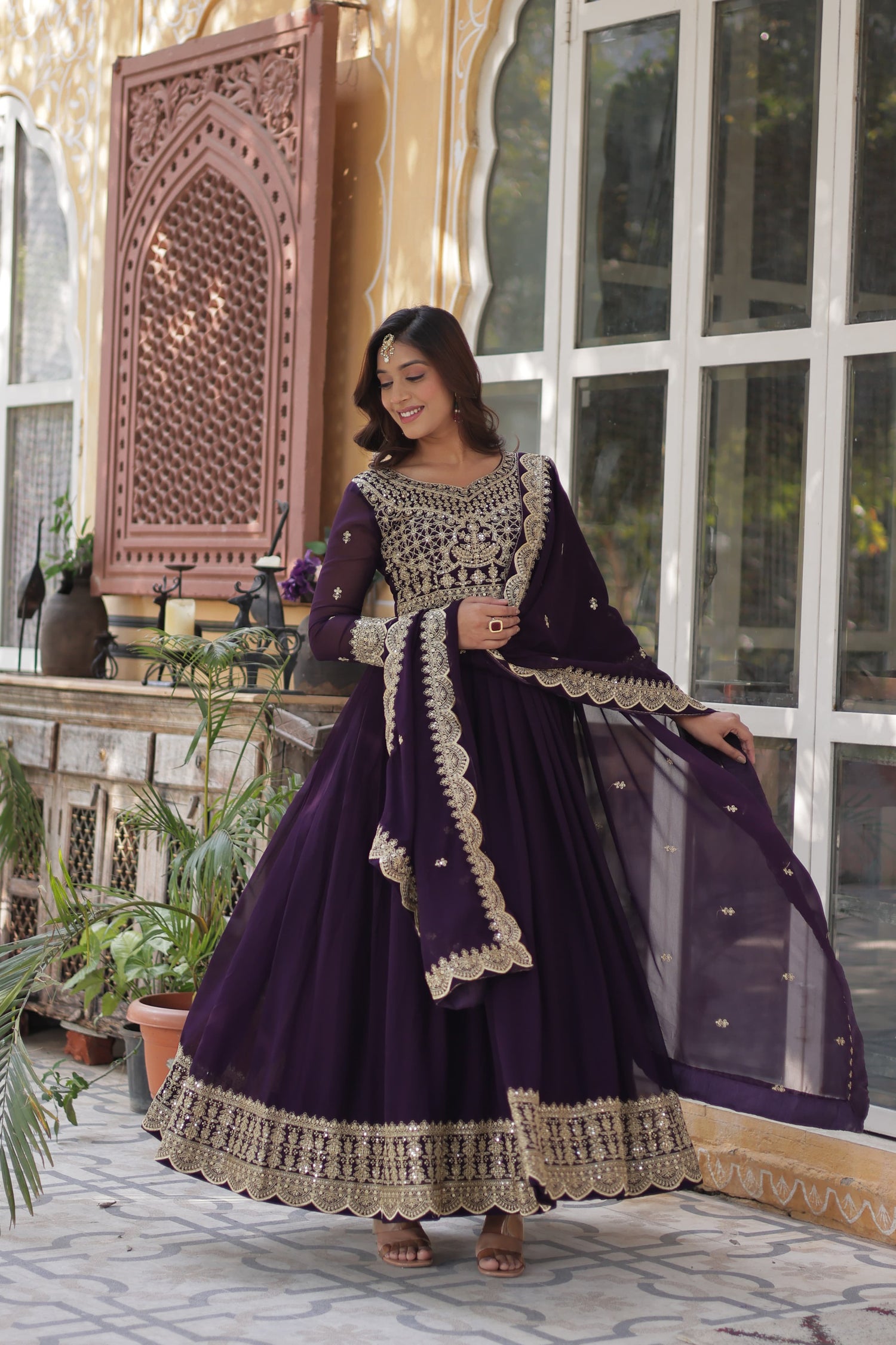 Readymade Anarkali Gown with Exquisite Embroidery Work