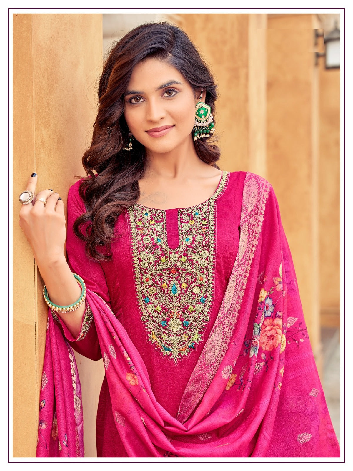 Embroidery Work Anarkali Gown With Pant & Dupatta